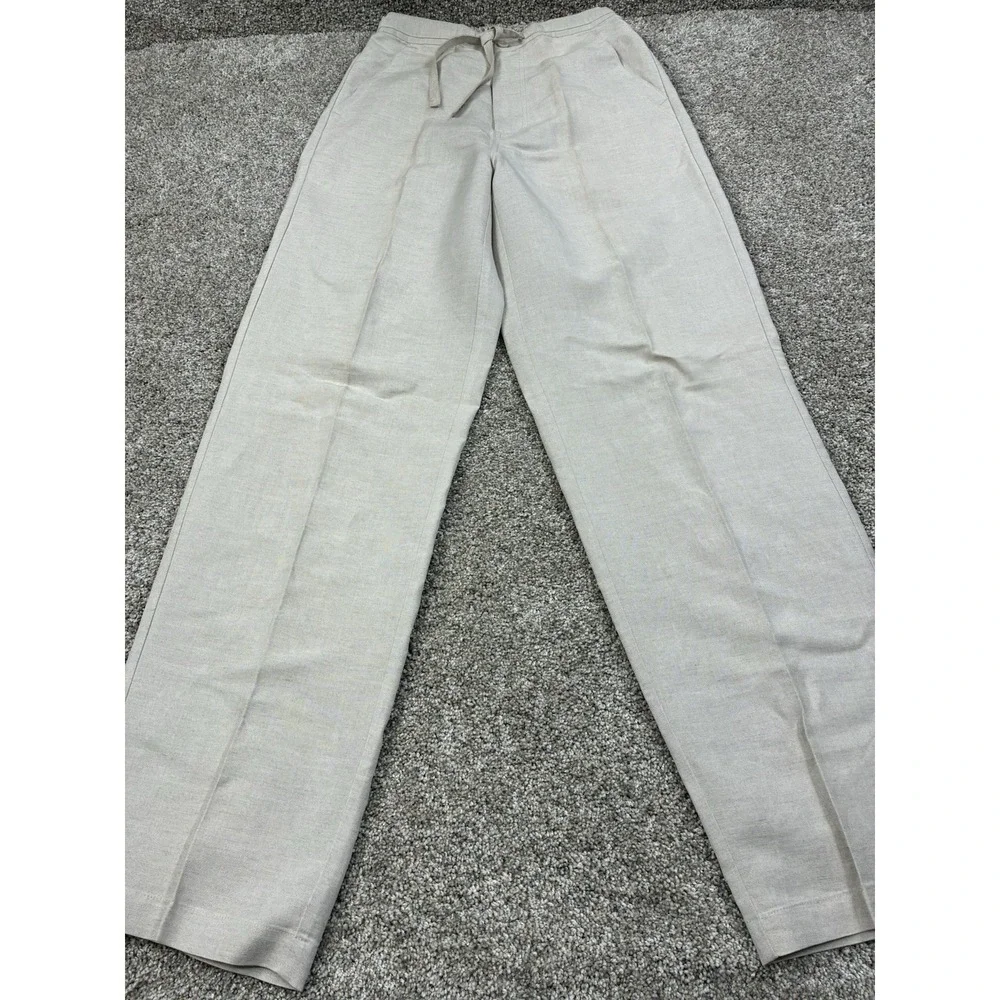 Cubavera Men's Linen Blend Casual Drawstring Pants Beige Small (28-30) #0405